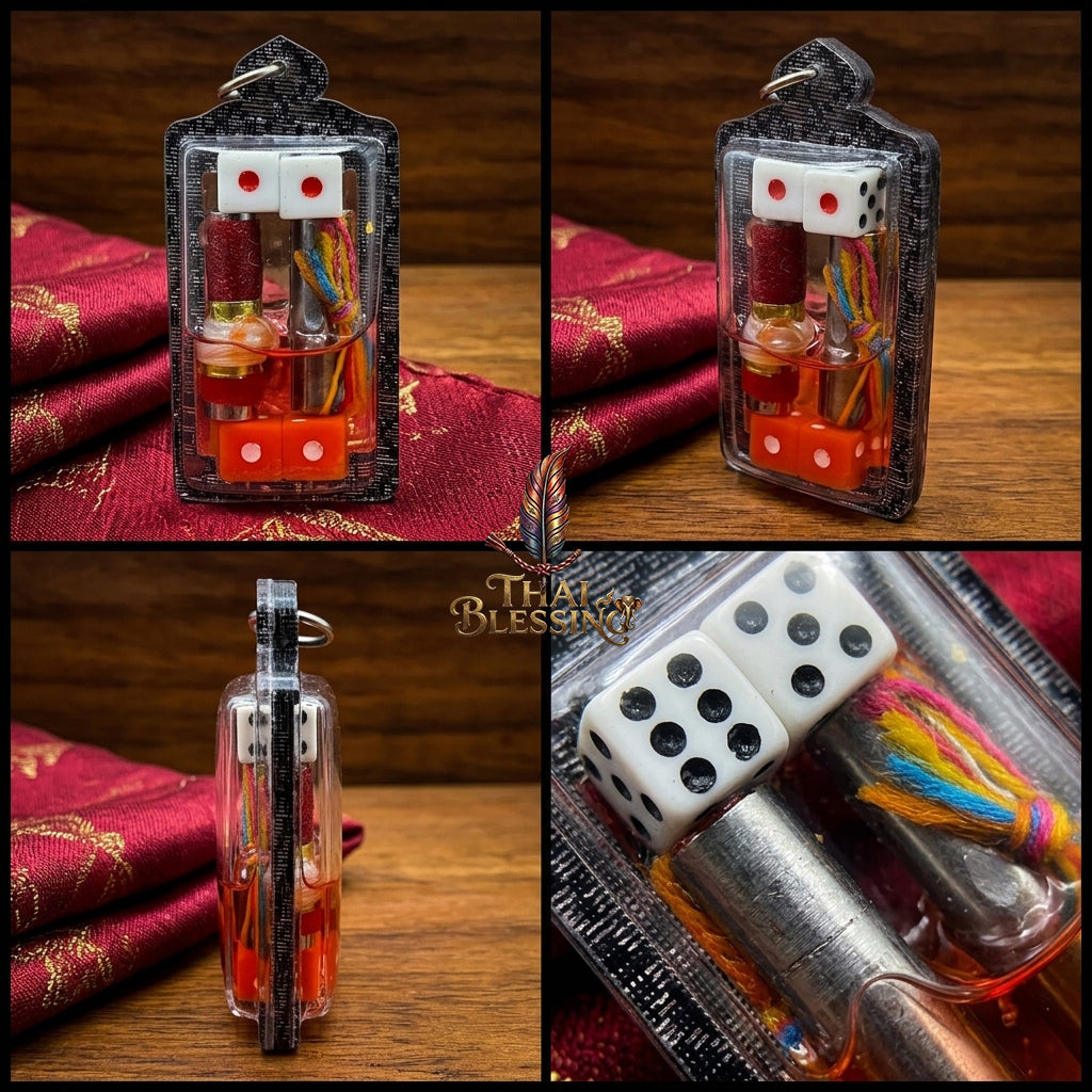 🎲 Takrut Nam Choke The Dual-Engine Fortune Generator – (Lucky Dice & Attraction Oil Edition) – Phra Arjan Wallop – The Ultimate Alchemical Engine for Speculative Victory & Wealth Retention!