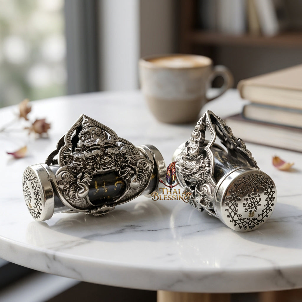 🌑 Takrut Phaya Rahu Chao Sap: The Sovereign Lord of Infinite Wealth – Luang Pu Nen Kaew – White Gold Edition (2560) – The Ultimate Alchemical Engine for Turning Fate into Fortune!