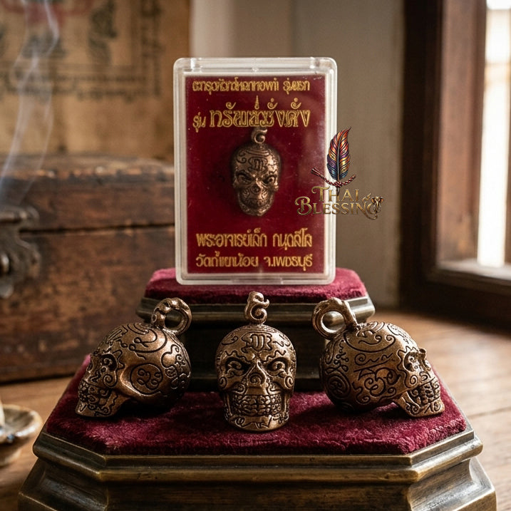 🔱 Takrut & Pendant Hua Kaholok Thong Kham "Sap Mangkang": The Sovereign Skull of Golden Truth – Phra Ajarn Lek (Wat Tham Khao Noi) – The Ultimate Occult Catalyst for Infinite Wealth, Absolute Authority & Hypnotic Fascination!