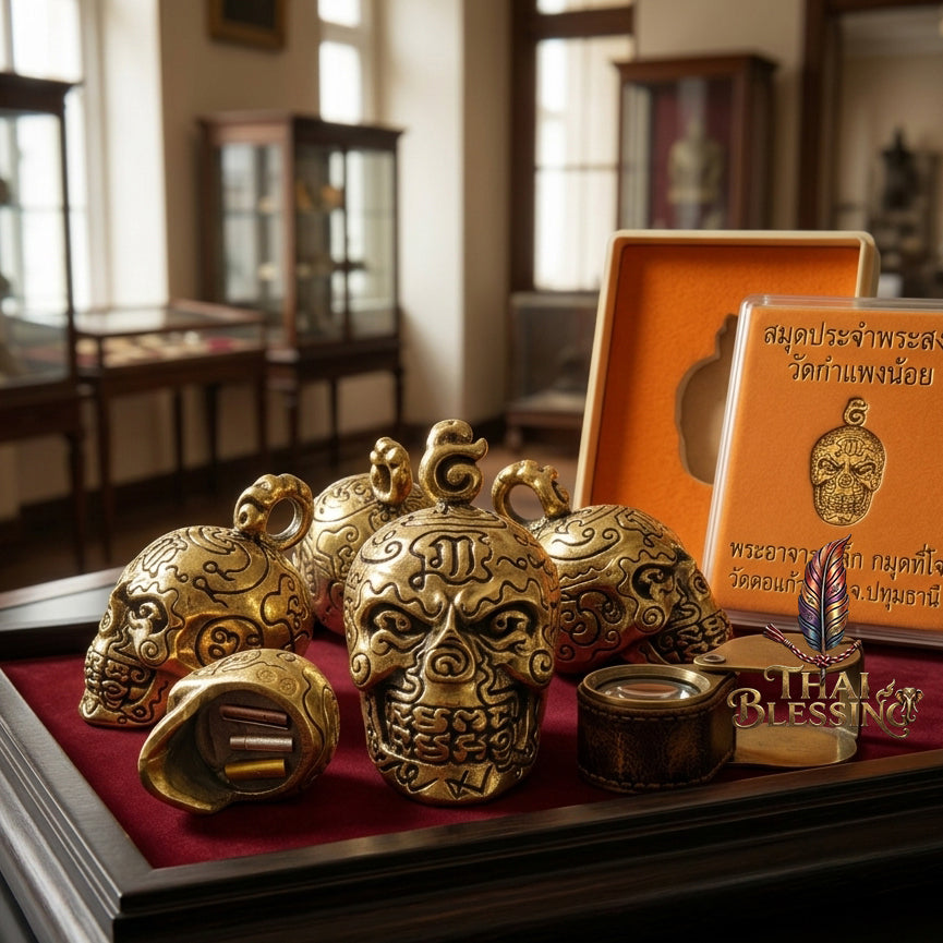 🔱 Takrut & Pendant Hua Kaholok Thong Kham "Sap Mangkang": The Sovereign Skull of Golden Truth – Phra Ajarn Lek (Wat Tham Khao Noi) – The Ultimate Occult Catalyst for Infinite Wealth, Absolute Authority & Hypnotic Fascination! Premium Brass