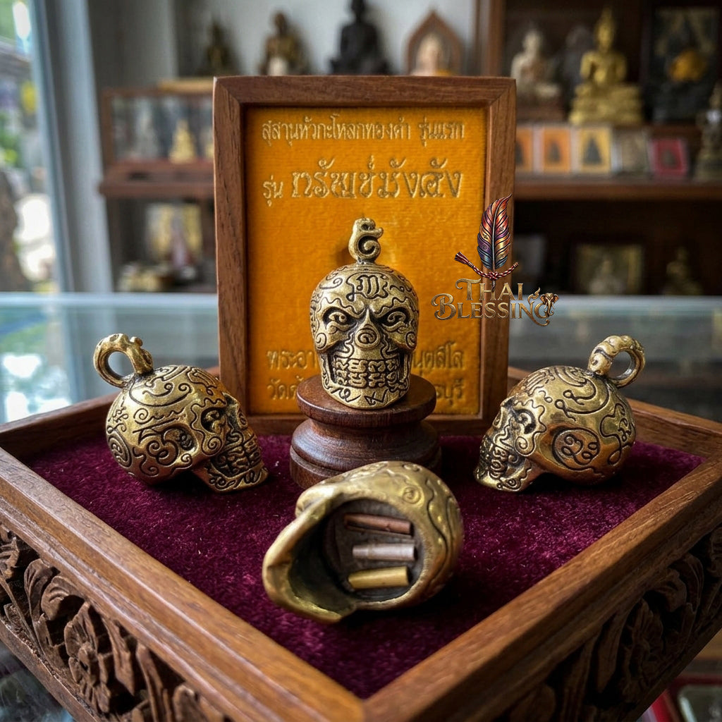 🔱 Takrut & Pendant Hua Kaholok Thong Kham "Sap Mangkang": The Sovereign Skull of Golden Truth – Phra Ajarn Lek (Wat Tham Khao Noi) – The Ultimate Occult Catalyst for Infinite Wealth, Absolute Authority & Hypnotic Fascination!