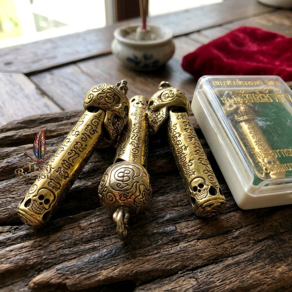 🔱 Takrut & Pendant Hua Kaholok Thong Kham "Sap Mangkang": The Sovereign Skull of Golden Truth – Phra Ajarn Lek (Wat Tham Khao Noi) – The Ultimate Occult Catalyst for Infinite Wealth, Absolute Authority & Hypnotic Fascination!