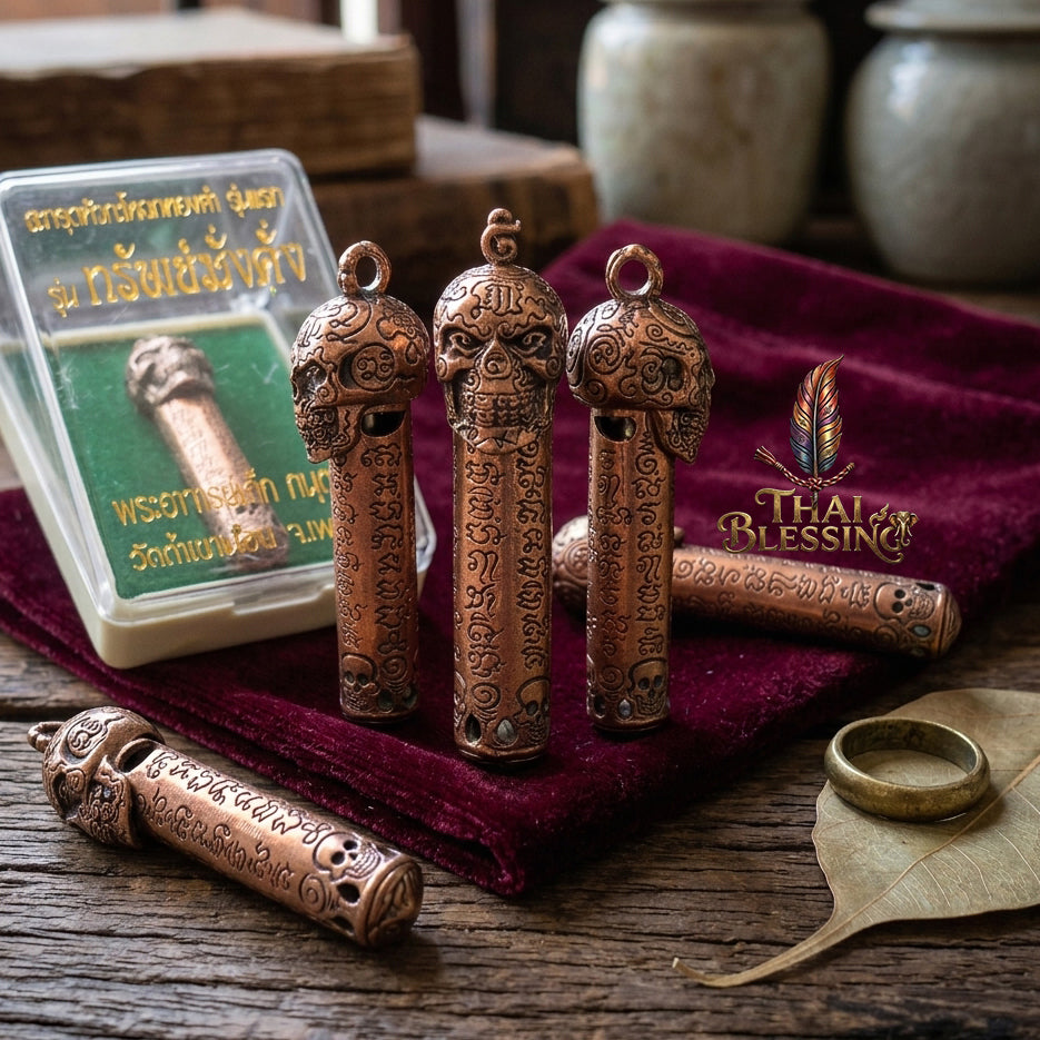 🔱 Takrut & Pendant Hua Kaholok Thong Kham "Sap Mangkang": The Sovereign Skull of Golden Truth – Phra Ajarn Lek (Wat Tham Khao Noi) – The Ultimate Occult Catalyst for Infinite Wealth, Absolute Authority & Hypnotic Fascination!