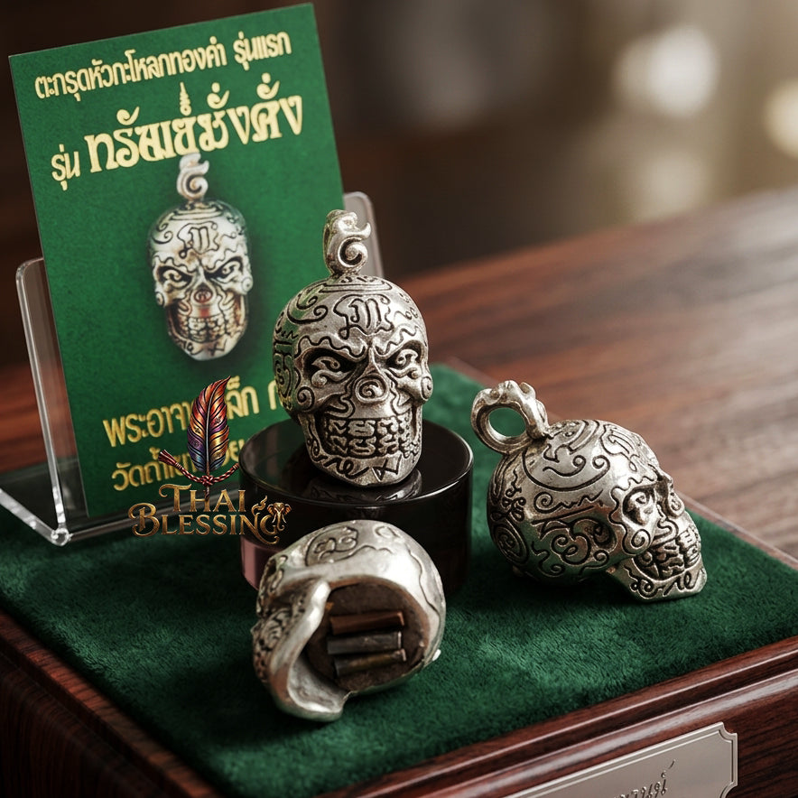 🔱 Takrut & Pendant Hua Kaholok Thong Kham "Sap Mangkang": The Sovereign Skull of Golden Truth – Phra Ajarn Lek (Wat Tham Khao Noi) – The Ultimate Occult Catalyst for Infinite Wealth, Absolute Authority & Hypnotic Fascination!