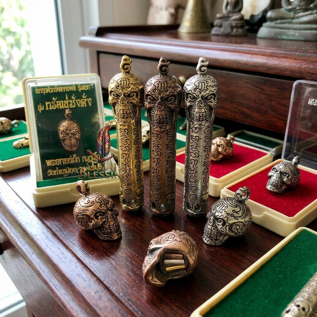🔱 Takrut & Pendant Hua Kaholok Thong Kham "Sap Mangkang": The Sovereign Skull of Golden Truth – Phra Ajarn Lek (Wat Tham Khao Noi) – The Ultimate Occult Catalyst for Infinite Wealth, Absolute Authority & Hypnotic Fascination!