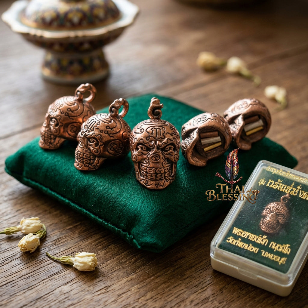 🔱 Takrut & Pendant Hua Kaholok Thong Kham "Sap Mangkang": The Sovereign Skull of Golden Truth – Phra Ajarn Lek (Wat Tham Khao Noi) – The Ultimate Occult Catalyst for Infinite Wealth, Absolute Authority & Hypnotic Fascination!