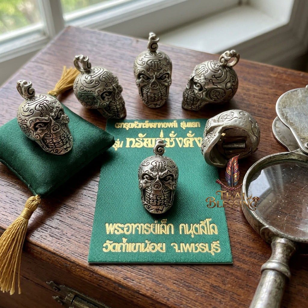 🔱 Takrut & Pendant Hua Kaholok Thong Kham "Sap Mangkang": The Sovereign Skull of Golden Truth – Phra Ajarn Lek (Wat Tham Khao Noi) – The Ultimate Occult Catalyst for Infinite Wealth, Absolute Authority & Hypnotic Fascination!