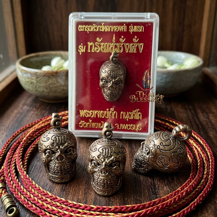 🔱 Takrut & Pendant Hua Kaholok Thong Kham "Sap Mangkang": The Sovereign Skull of Golden Truth – Phra Ajarn Lek (Wat Tham Khao Noi) – The Ultimate Occult Catalyst for Infinite Wealth, Absolute Authority & Hypnotic Fascination!