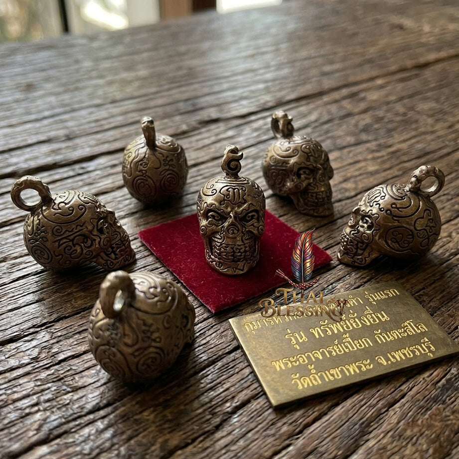 🔱 Takrut & Pendant Hua Kaholok Thong Kham "Sap Mangkang": The Sovereign Skull of Golden Truth – Phra Ajarn Lek (Wat Tham Khao Noi) – The Ultimate Occult Catalyst for Infinite Wealth, Absolute Authority & Hypnotic Fascination!