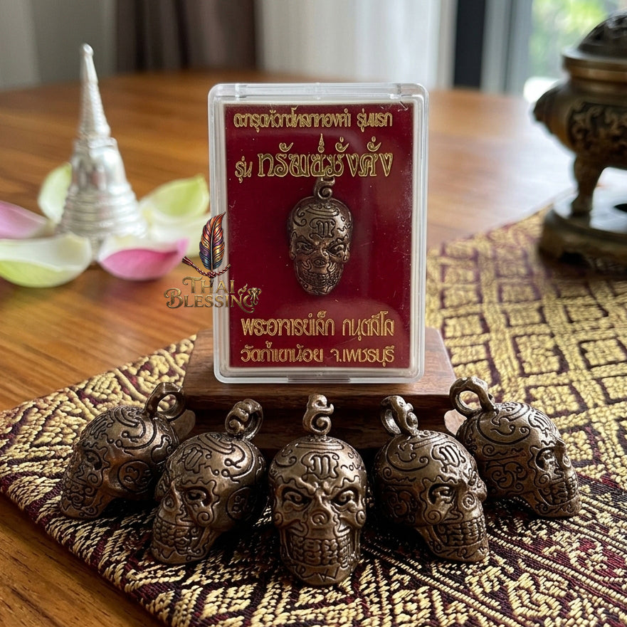 🔱 Takrut & Pendant Hua Kaholok Thong Kham "Sap Mangkang": The Sovereign Skull of Golden Truth – Phra Ajarn Lek (Wat Tham Khao Noi) – The Ultimate Occult Catalyst for Infinite Wealth, Absolute Authority & Hypnotic Fascination!