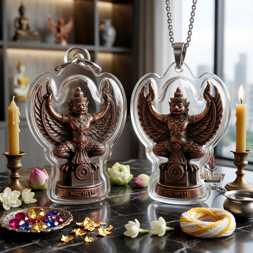 ✨🦅👑 Authentic Thai Amulet Sovereign Avian Fleet - Executive Overlord Garuda Matrix (3.3x2.5 cm), Luang Pu Kambu Master Consecrated Shield High-Density Nine-Alloy Core + Case