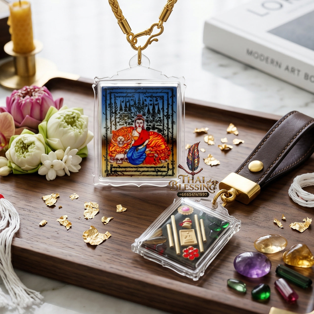 ✨🐅👑 Authentic Thai Amulet Apex Charismatic Field - Sovereign Tigress Locket Node with Sacred Metallic Resonators, Ajarn Foi Masterpiece