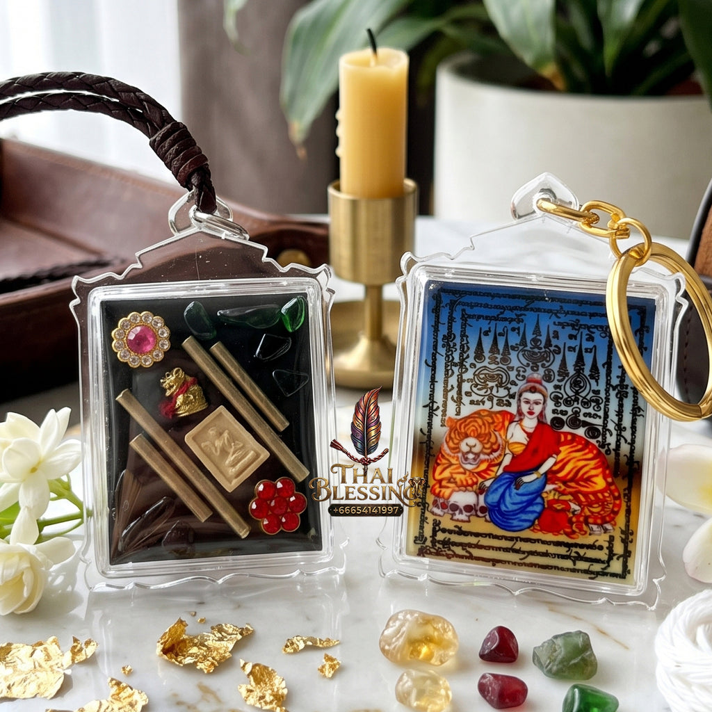 ✨🐅👑 Authentic Thai Amulet Apex Charismatic Field - Sovereign Tigress Locket Node with Sacred Metallic Resonators, Ajarn Foi Masterpiece