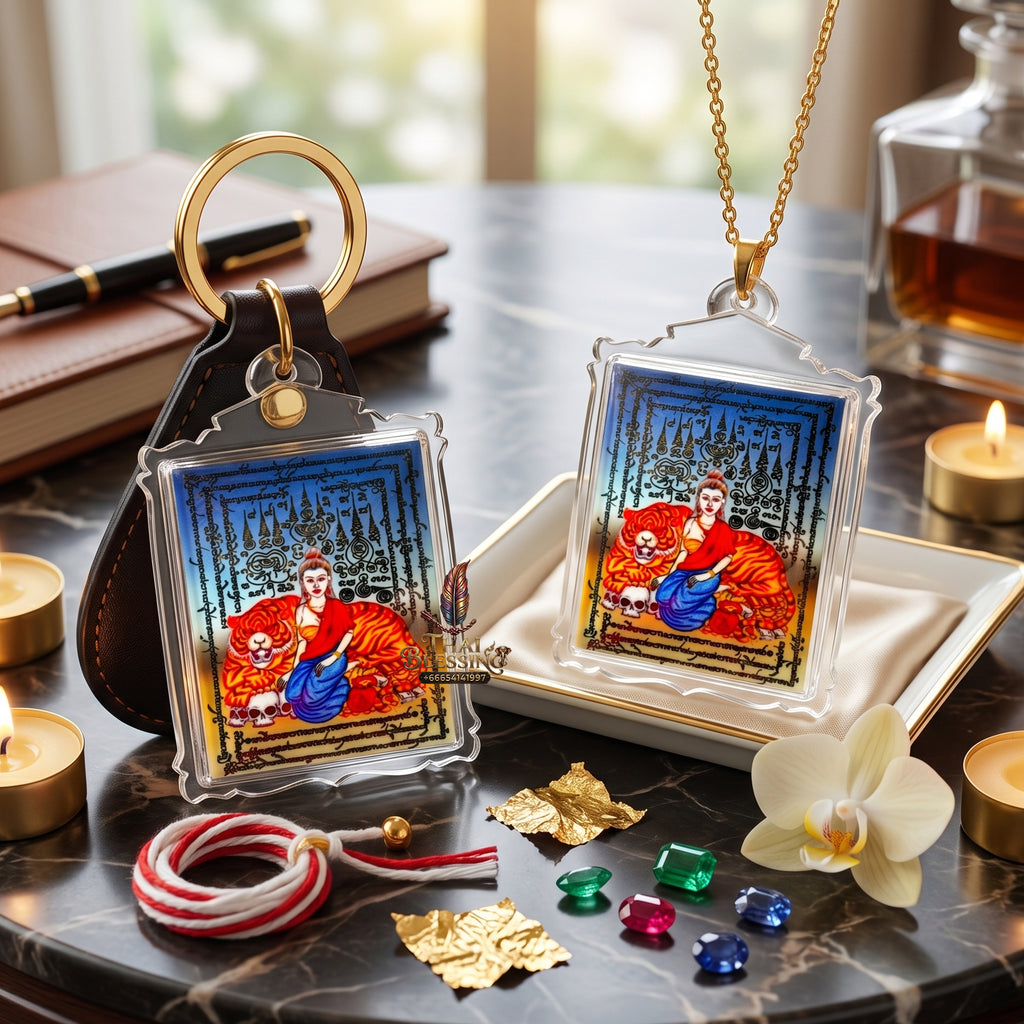 ✨🐅👑 Authentic Thai Amulet Apex Charismatic Field - Sovereign Tigress Locket Node with Sacred Metallic Resonators, Ajarn Foi Masterpiece