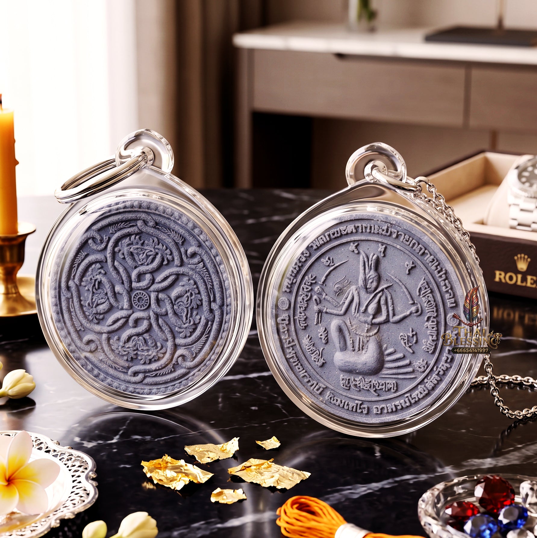 ✨🐍💎 Authentic Thai Amulet Earth-Turning Draconic Coil - Crystal-Embedded Asset Regulator (3.5 cm), Luesi Phuttha Wet 2012 Cosmic Abundance Node Standard version+Case