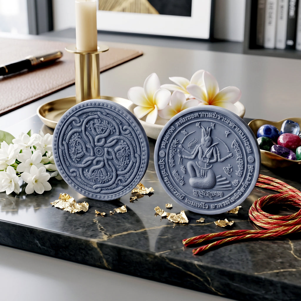 ✨🐍💎 Authentic Thai Amulet Earth-Turning Draconic Coil - Crystal-Embedded Asset Regulator (3.5 cm), Luesi Phuttha Wet 2012 Cosmic Abundance Node Standard version