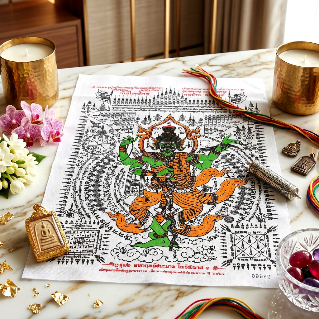 ✨🛡️🎨 Authentic Thai Amulet Sovereign Creator-Architect Grid - Grand Ascetic Phetchalukan Banner (30x45 cm), Systemic Reboot & Market Dominance Matrix