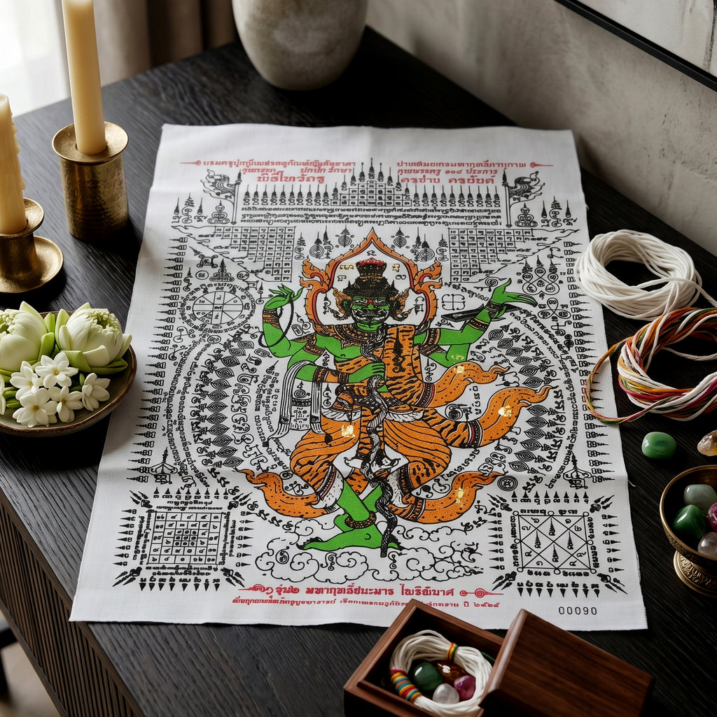 ✨🛡️🎨 Authentic Thai Amulet Sovereign Creator-Architect Grid - Grand Ascetic Phetchalukan Banner (30x45 cm), Systemic Reboot & Market Dominance Matrix