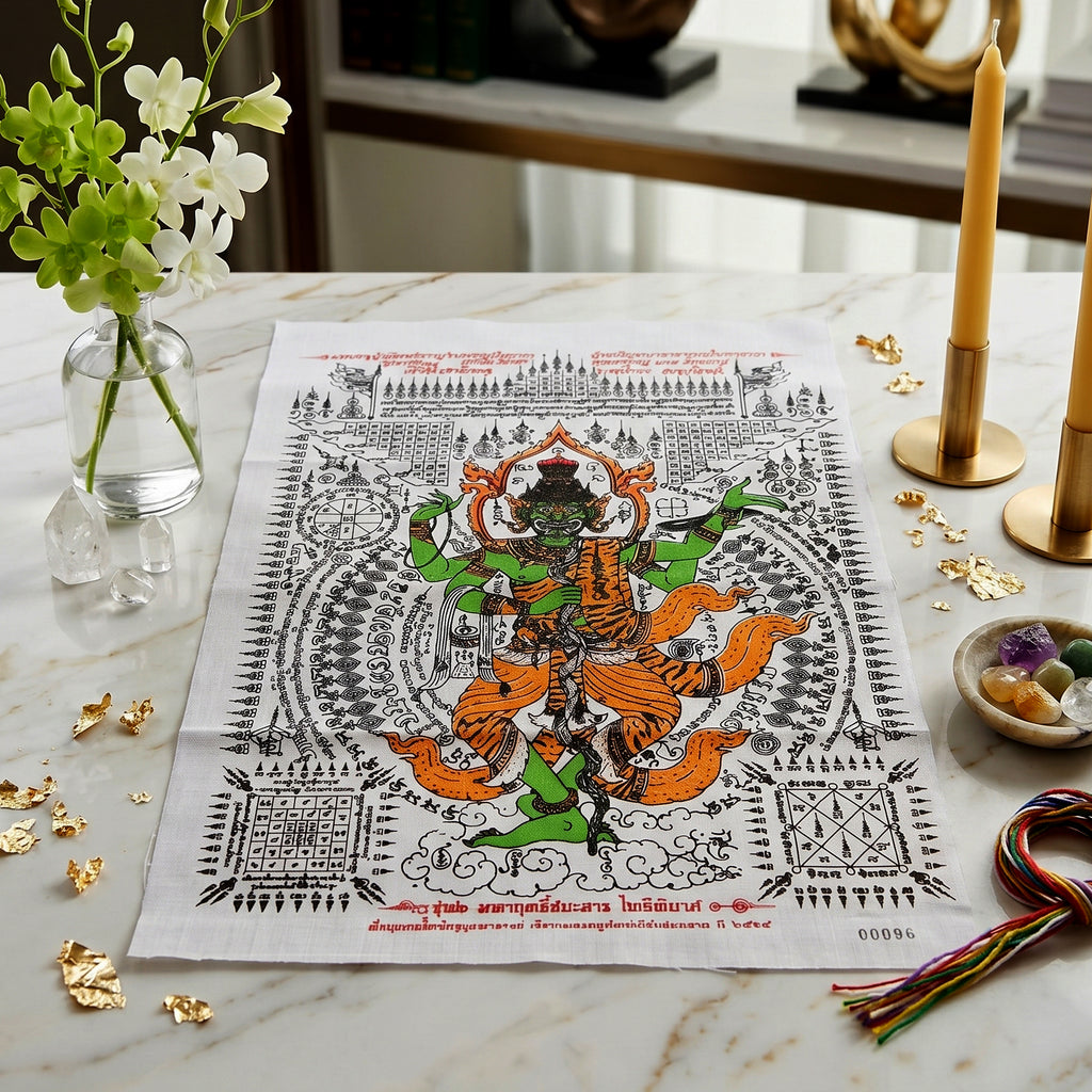 ✨🛡️🎨 Authentic Thai Amulet Sovereign Creator-Architect Grid - Grand Ascetic Phetchalukan Banner (30x45 cm), Systemic Reboot & Market Dominance Matrix