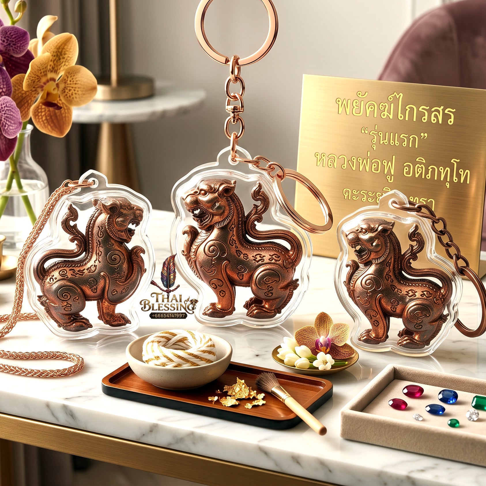 ✨🐅🦁 Authentic Thai Amulet Tiger-Lion Hybrid Core - Luang Phor Foo Premium Nawa Loha Phayak Kraison, 2015 Status Expansion Sculpture