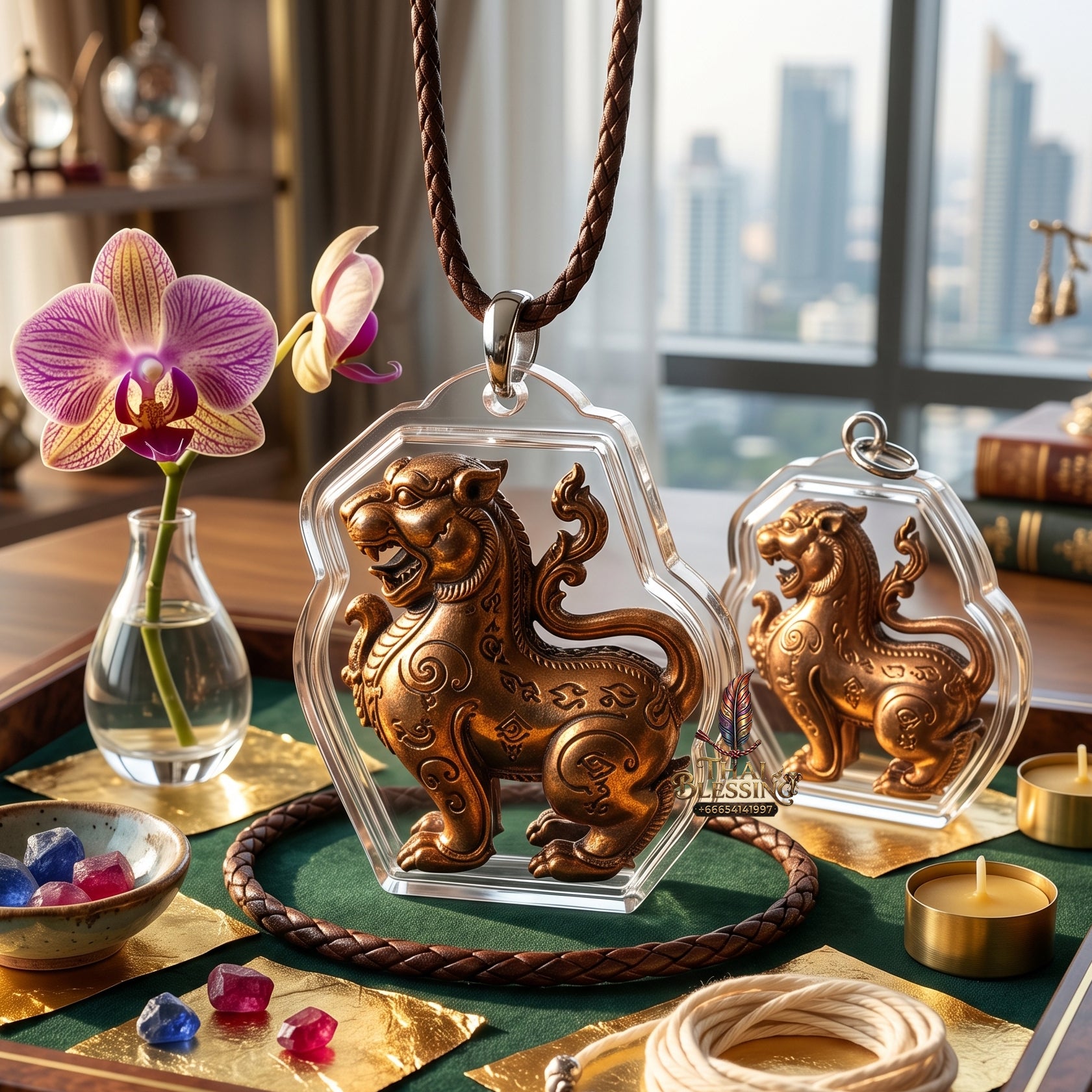 ✨🐅🦁 Authentic Thai Amulet Tiger-Lion Hybrid Core - Luang Phor Foo Premium Nawa Loha Phayak Kraison, 2015 Status Expansion Sculpture