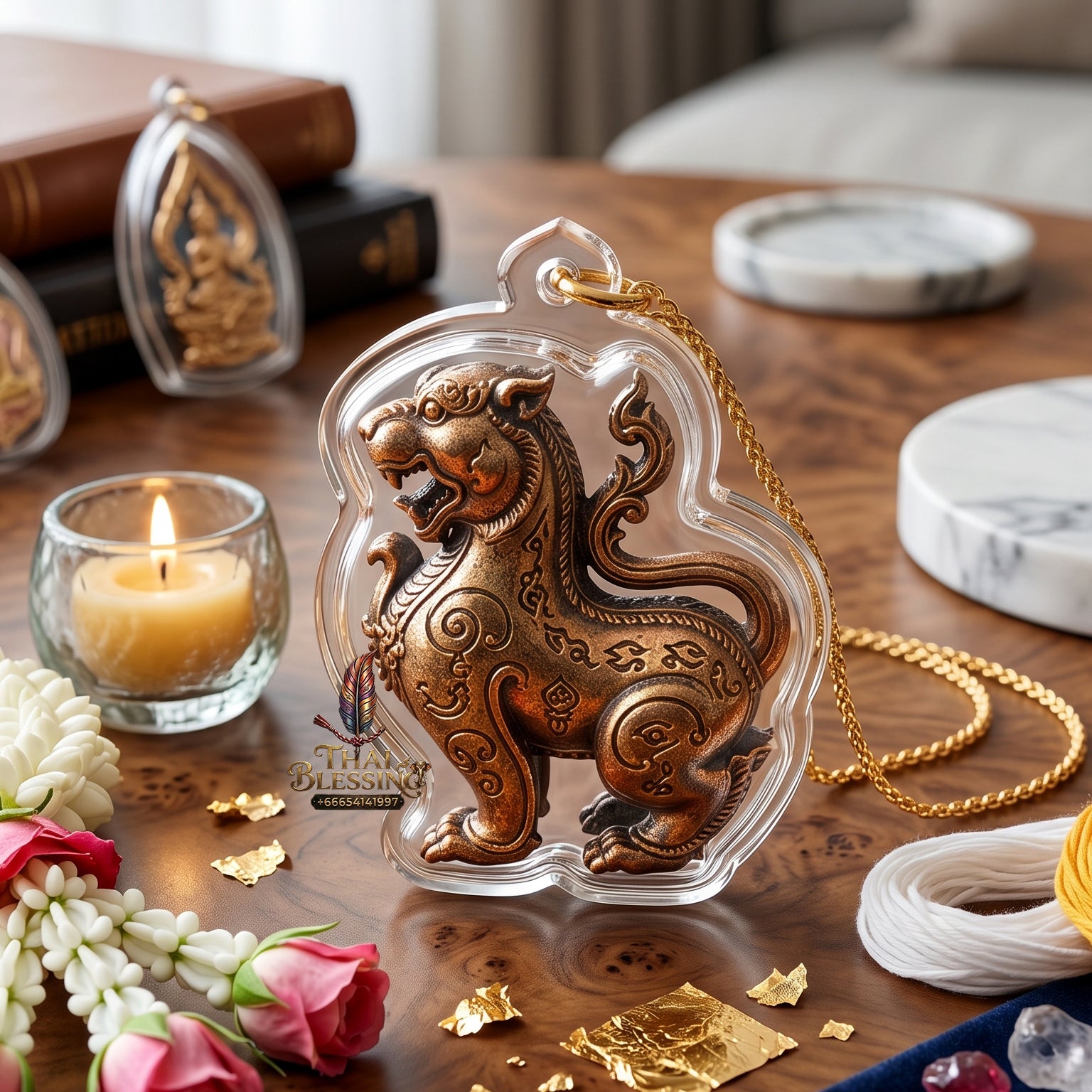 ✨🐅🦁 Authentic Thai Amulet Tiger-Lion Hybrid Core - Luang Phor Foo Premium Nawa Loha Phayak Kraison, 2015 Status Expansion Sculpture