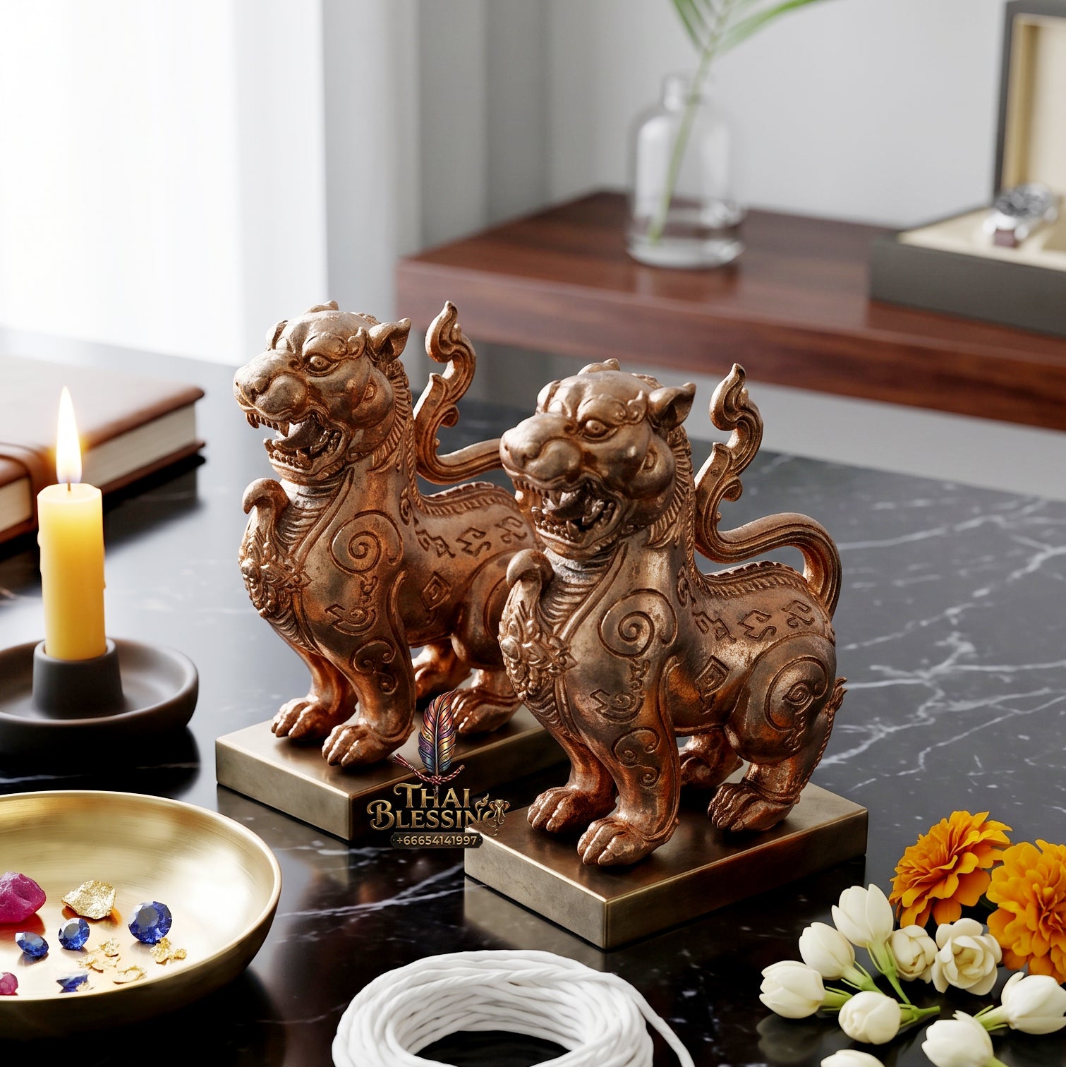 ✨🐅🦁 Authentic Thai Amulet Tiger-Lion Hybrid Core - Luang Phor Foo Premium Nawa Loha Phayak Kraison, 2015 Status Expansion Sculpture