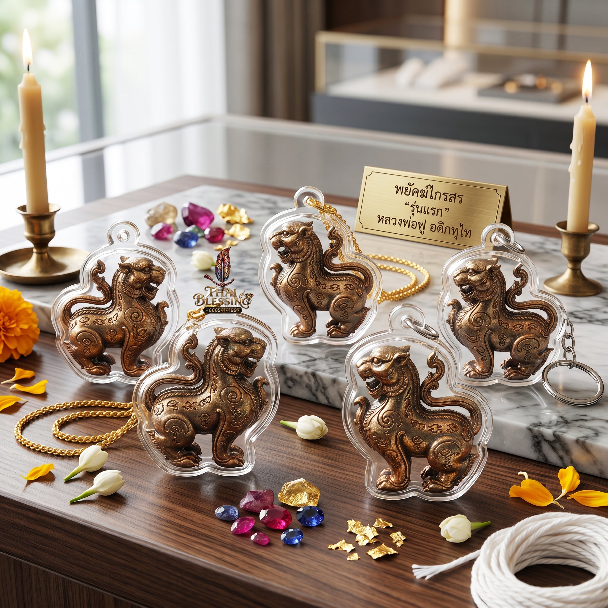 ✨🐅🦁 Authentic Thai Amulet Tiger-Lion Hybrid Core - Luang Phor Foo Premium Nawa Loha Phayak Kraison, 2015 Status Expansion Sculpture