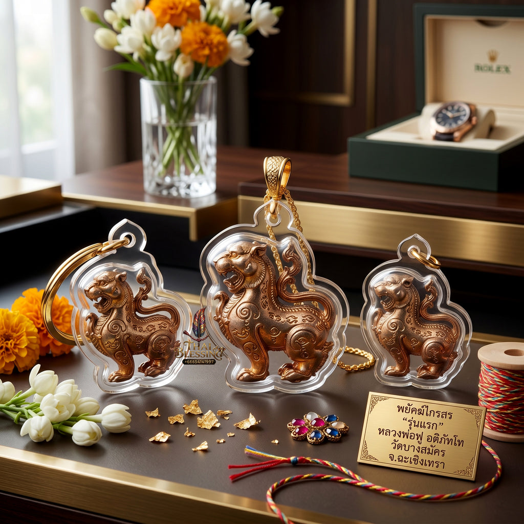 ✨🐅🦁 Authentic Thai Amulet Tiger-Lion Hybrid Core - Luang Phor Foo Premium Nawa Loha Phayak Kraison, 2015 Status Expansion Sculpture