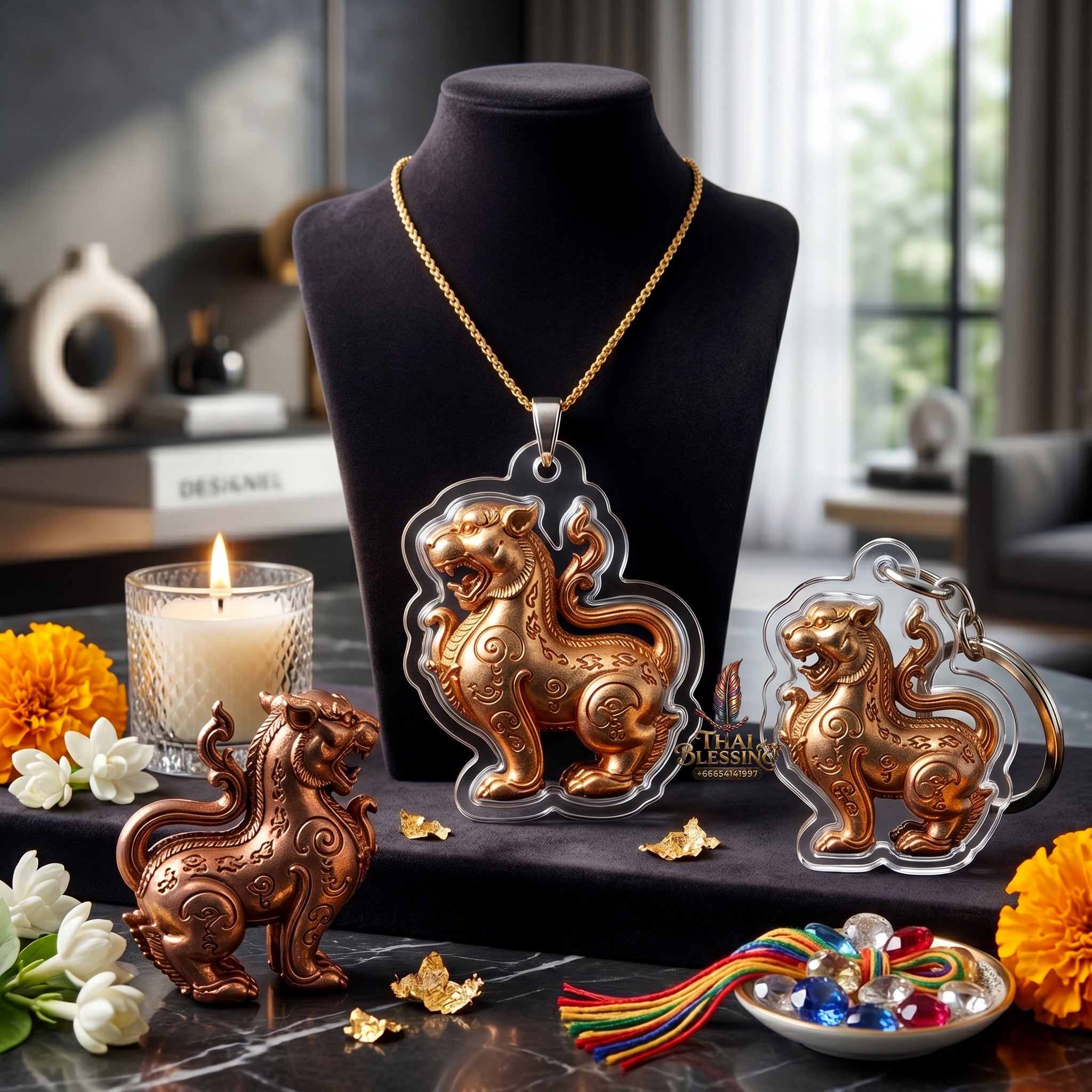 ✨🐅🦁 Authentic Thai Amulet Tiger-Lion Hybrid Core - Luang Phor Foo Premium Nawa Loha Phayak Kraison, 2015 Status Expansion Sculpture