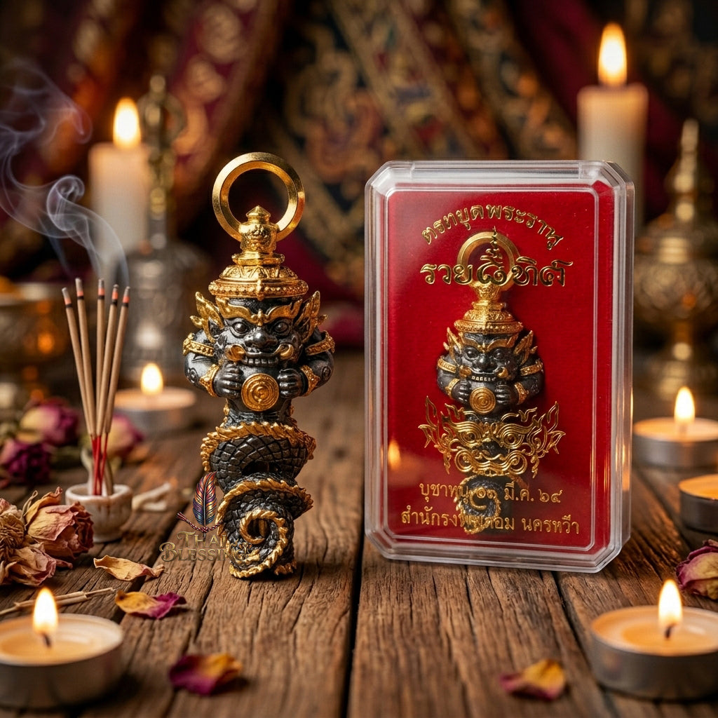 🔱 Takrut Phra Rahu "Ruai 8 Thit" – The Sovereign of Universal Prosperity – Black & Gold Edition (2569) – The Ultimate Tool for 8-Directional Wealth, Absolute Command, and Strategic Protection!