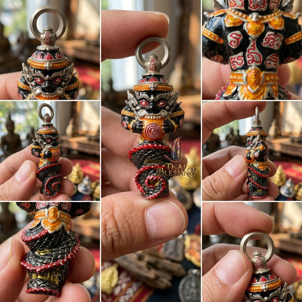 🔱 Takrut Phra Rahu "Ruai 8 Thit" – The Sovereign of Universal Prosperity – Silver Plated Long Ya Edition (2569) – The Ultimate Tool for 8-Directional Wealth, Commanding Power, and Irresistible Attraction!