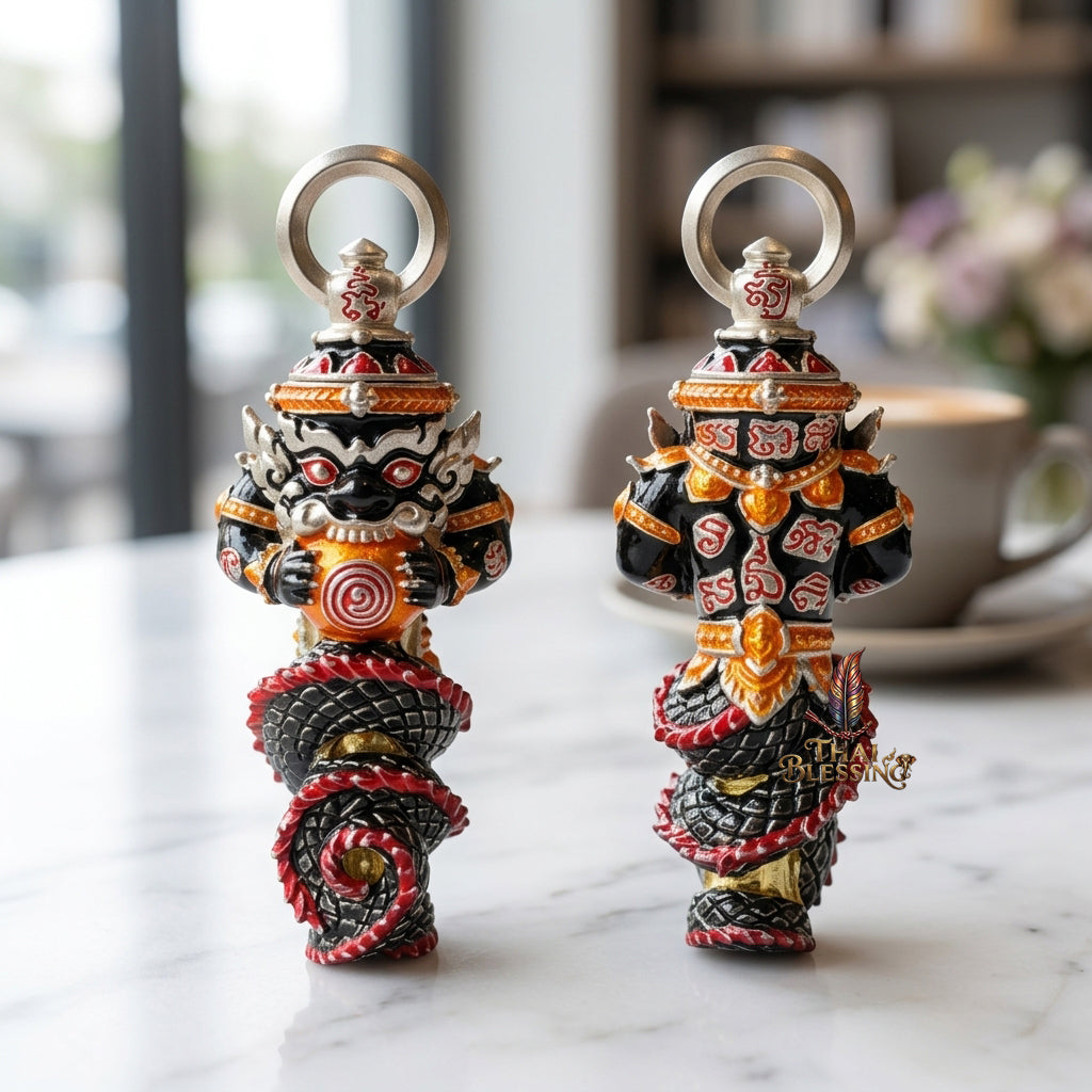 🔱 Takrut Phra Rahu "Ruai 8 Thit" – The Sovereign of Universal Prosperity – Silver Plated Long Ya Edition (2569) – The Ultimate Tool for 8-Directional Wealth, Commanding Power, and Irresistible Attraction!