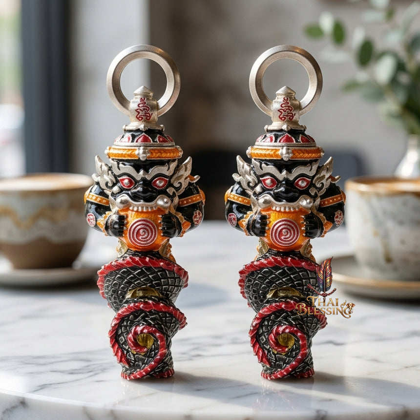 🔱 Takrut Phra Rahu "Ruai 8 Thit" – The Sovereign of Universal Prosperity – Silver Plated Long Ya Edition (2569) – The Ultimate Tool for 8-Directional Wealth, Commanding Power, and Irresistible Attraction!