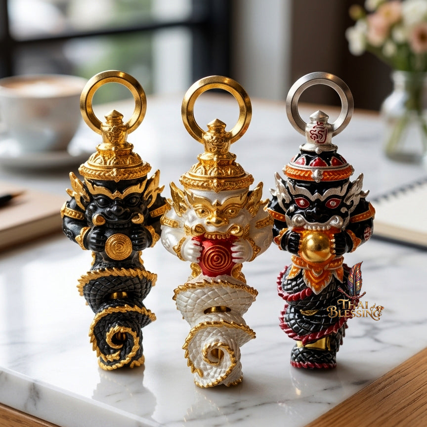 🔱 Takrut Phra Rahu "Ruai 8 Thit" – The Sovereign of Universal Prosperity – Silver Plated Long Ya Edition (2569) – The Ultimate Tool for 8-Directional Wealth, Commanding Power, and Irresistible Attraction!