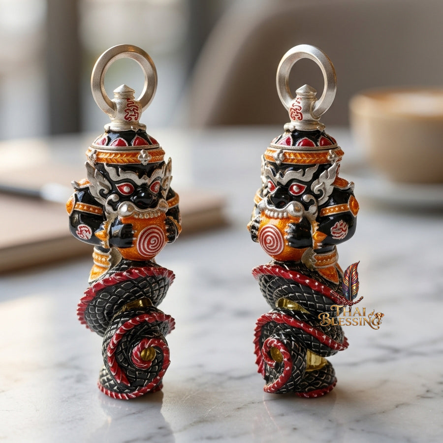 🔱 Takrut Phra Rahu "Ruai 8 Thit" – The Sovereign of Universal Prosperity – Silver Plated Long Ya Edition (2569) – The Ultimate Tool for 8-Directional Wealth, Commanding Power, and Irresistible Attraction!