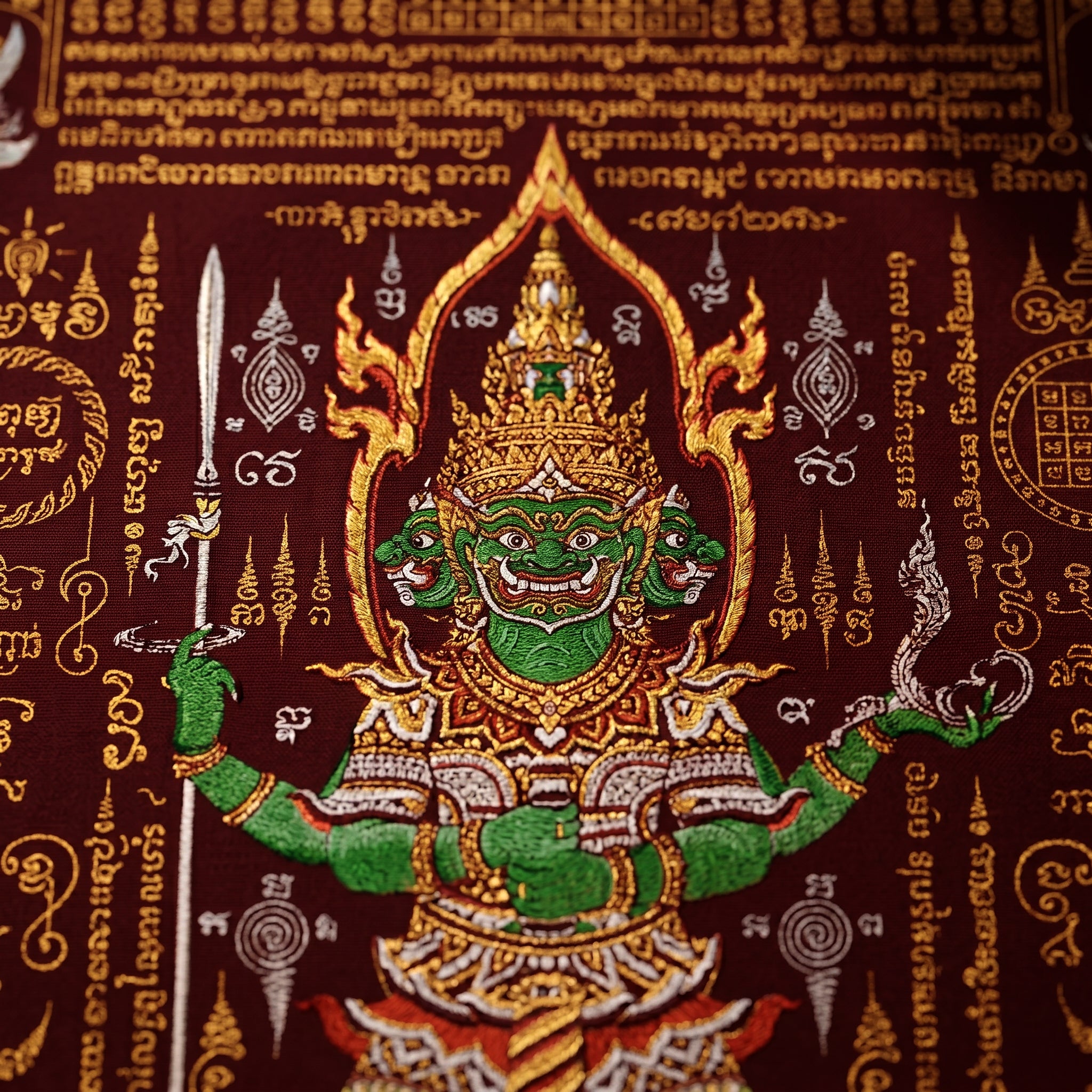 ✨🛡️👑 Authentic Thai Amulet Sovereign Treasury Guardian Banner - Thao Wessuwan Victory Overlord Grid (30x45 cm), Ruan Phra Phetchalukan Consecrated Edition