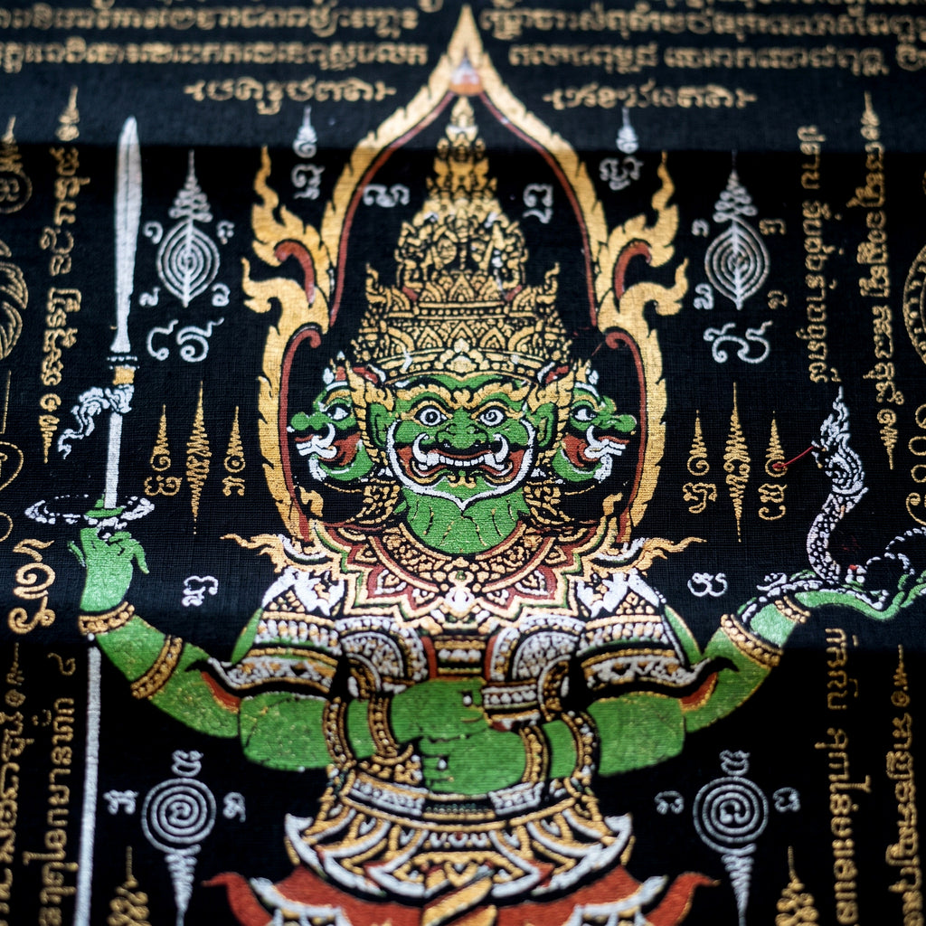 ✨🛡️👑 Authentic Thai Amulet Sovereign Treasury Guardian Banner - Thao Wessuwan Victory Overlord Grid (30x45 cm), Ruan Phra Phetchalukan Consecrated Edition