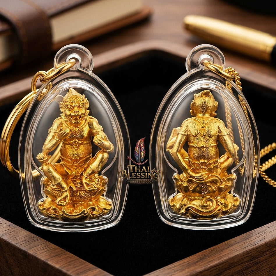 Thai Amulet Ultimate Wealth, Lanna Sorcery & Auspicious Prosperity Masterpiece Four-Ears Five-Eyes (Thep Si Hu Ha Ta) Talisman