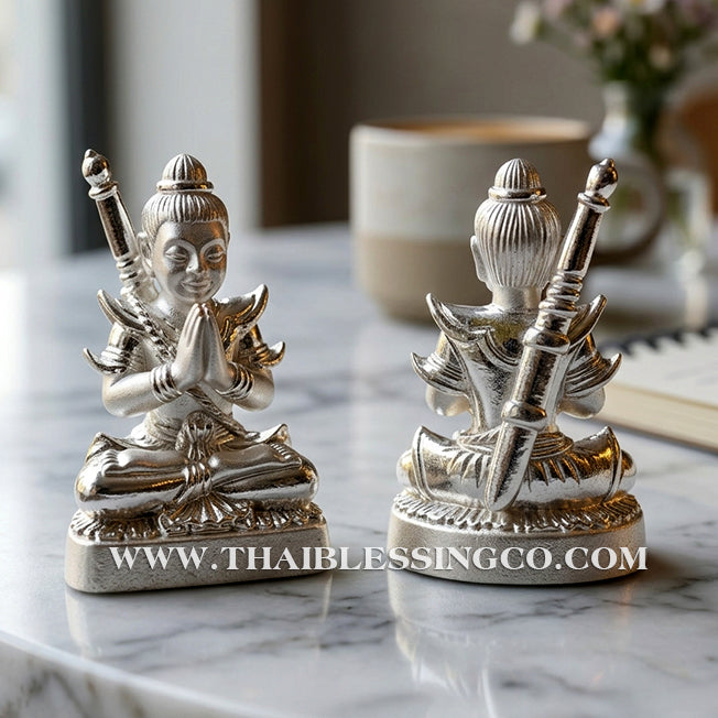 🔱 Khun Phaen San Arkom – "Mon Maha Long" Silver Samlit with Phong Phrai Kuman – Kruba Nuea Rit (2562) – The Supernatural Catalyst for Deep Attraction, Wealth Command, and Mystical Protection!
