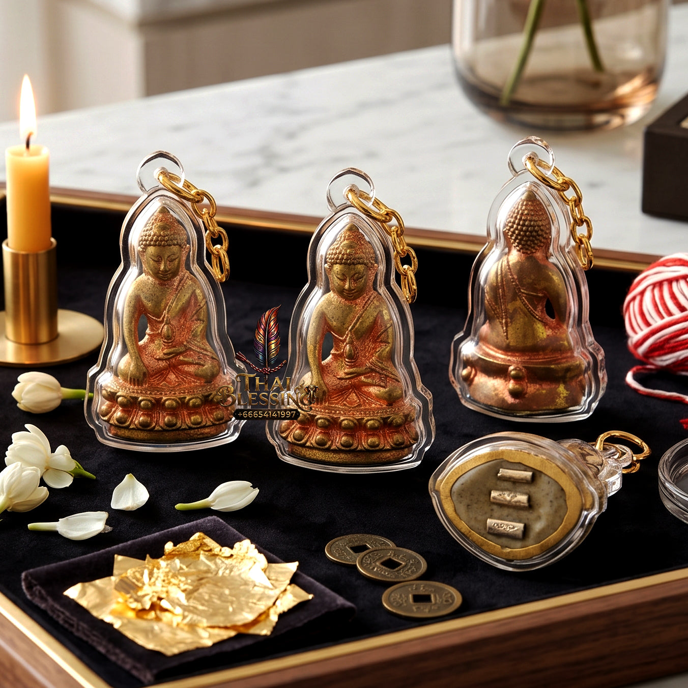 ✨🔔👑 Authentic Thai Amulet Sovereign Resonator - Luang Pu Kruba Na 1st Series Divine Brass Phra Kring, 2016 Legacy Lanna Asset Waterproof frame