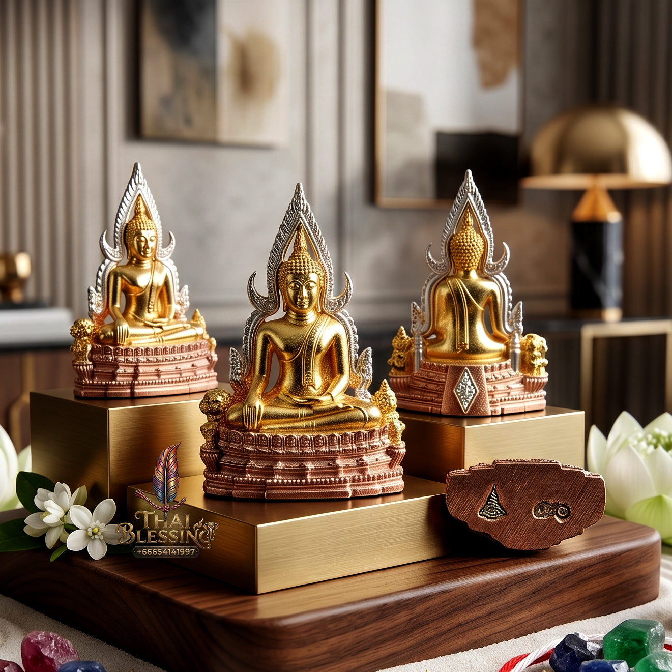✨👑🏆 Authentic Thai Amulet Sovereign Luminary Micro-Node - Tri-Tone 3K Plated Phra Phuttha Chinnarat, 2025 Grand Temple Heritage Release