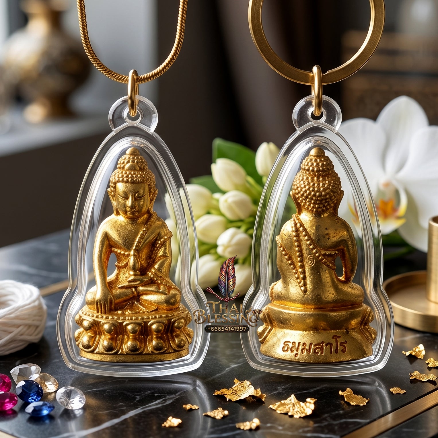 ✨🔔💰 Authentic Thai Amulet Sovereign Merit-Resonator - Luang Pu Singh Thong Thip Phra Kring, 2014 Mongkol Baramee 87 Asset Waterproof frame