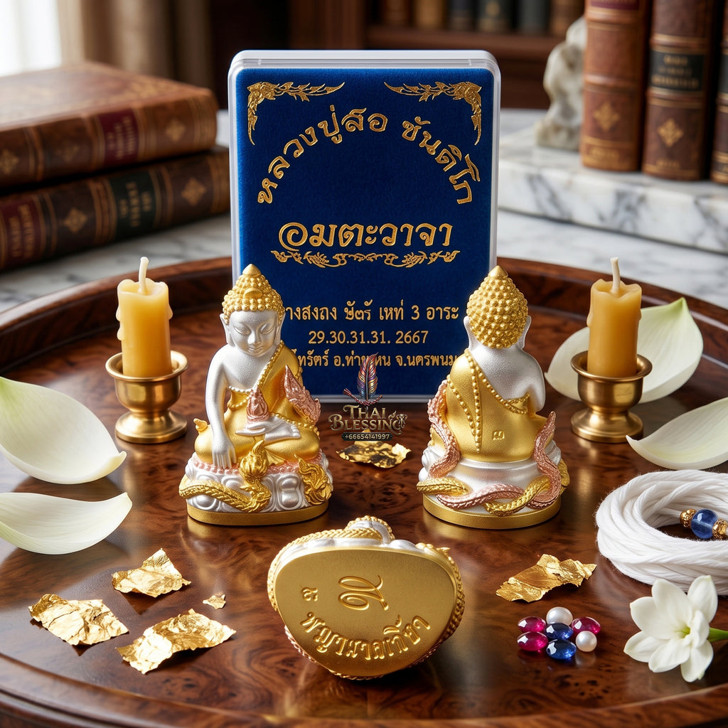 ✨👑🐍 Authentic Thai Amulet Sovereign Naga Kring Node - Luang Pu So 3K Triple-Plated Samrit Buddha, 2018 Amata Wacha Asset