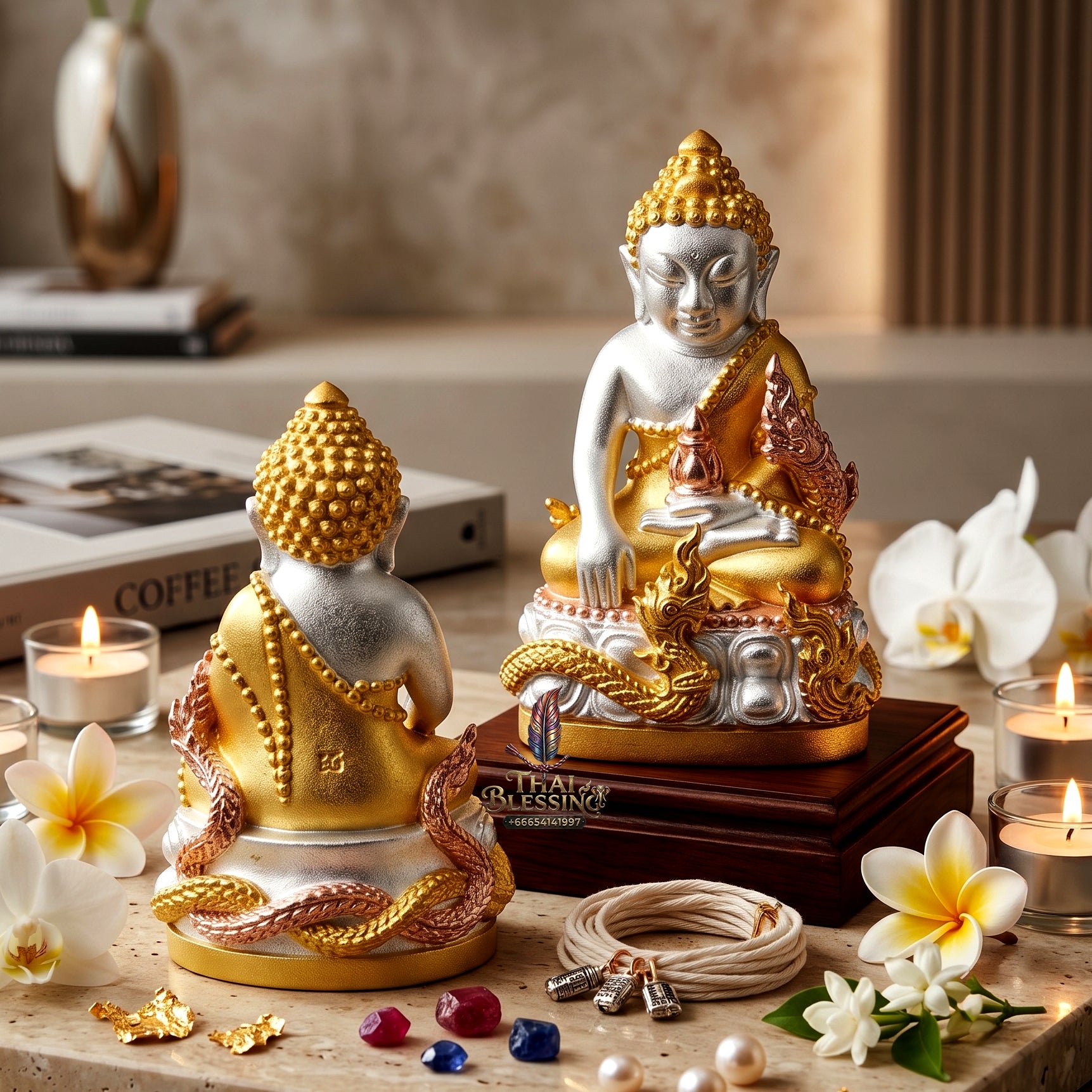 ✨👑🐍 Authentic Thai Amulet Sovereign Naga Kring Node - Luang Pu So 3K Triple-Plated Samrit Buddha, 2018 Amata Wacha Asset