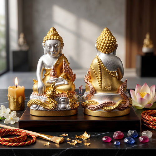 ✨👑🐍 Authentic Thai Amulet Sovereign Naga Kring Node - Luang Pu So 3K Triple-Plated Samrit Buddha, 2018 Amata Wacha Asset Standard model