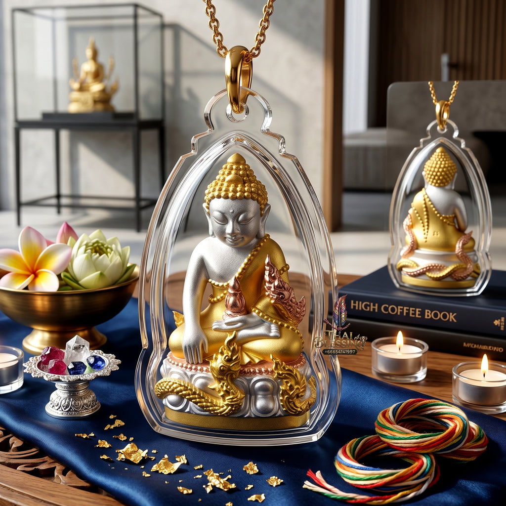 ✨👑🐍 Authentic Thai Amulet Sovereign Naga Kring Node - Luang Pu So 3K Triple-Plated Samrit Buddha, 2018 Amata Wacha Asset