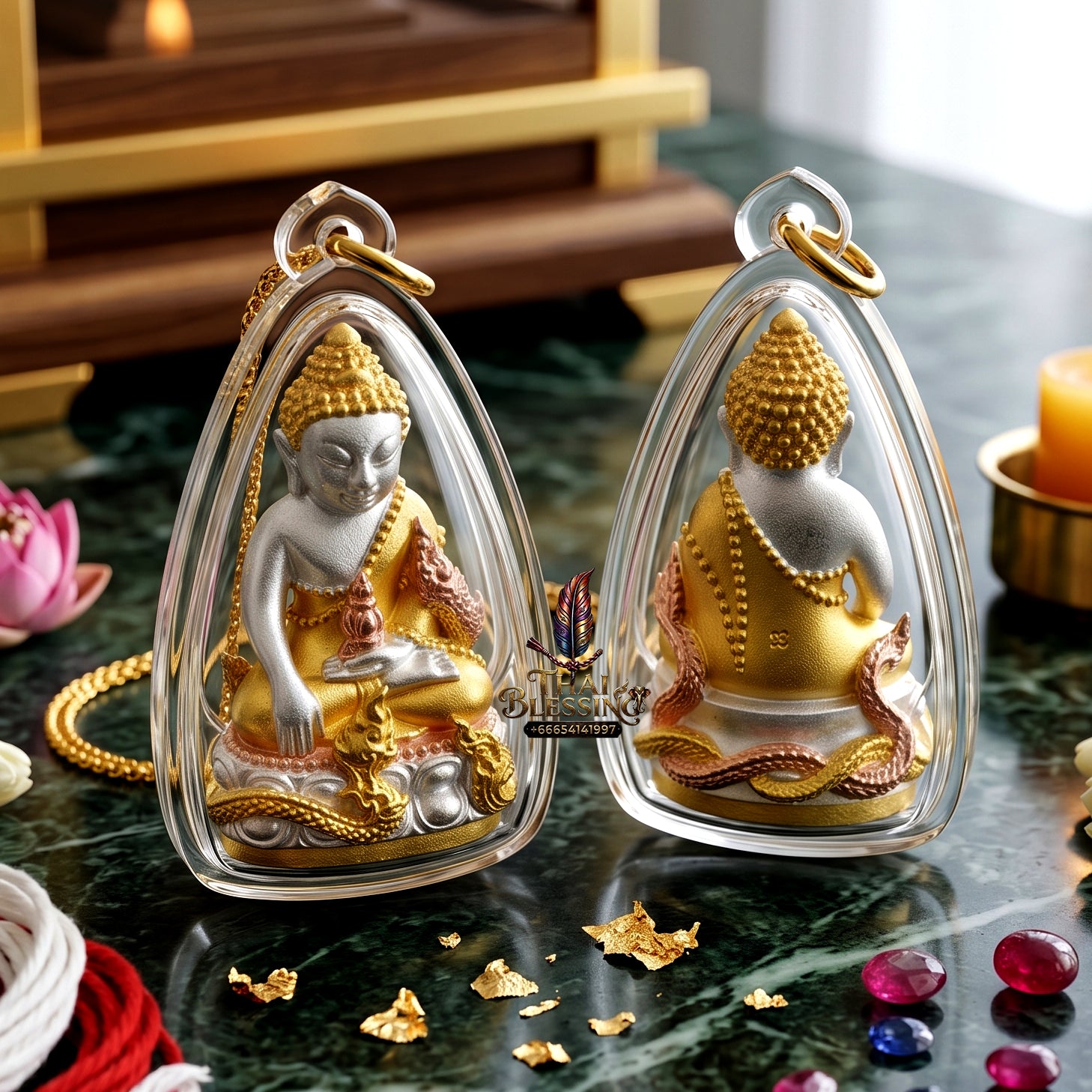 ✨👑🐍 Authentic Thai Amulet Sovereign Naga Kring Node - Luang Pu So 3K Triple-Plated Samrit Buddha, 2018 Amata Wacha Asset