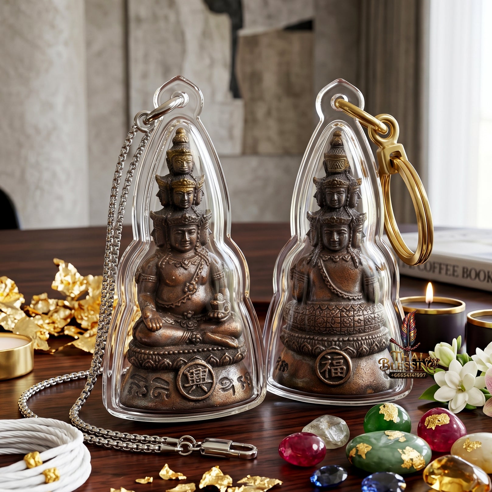 ✨👑💰 Authentic Thai Amulet Nine-Billionaire Sovereign Alignment Node - Luang Phor Thongdam Chanuan Kao Phra Navakoti, 2019 Wealth Asset Waterproof frame