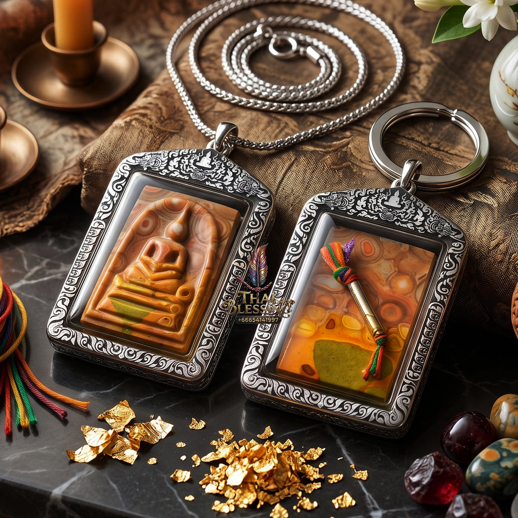 ✨👑💎 Authentic Thai Amulet Crystalline Relic Abundance Node - Ta Phoon Hand-Carved Hin Phra That Sam Roi Yod Somdet Oil, 2017 Legacy Batch